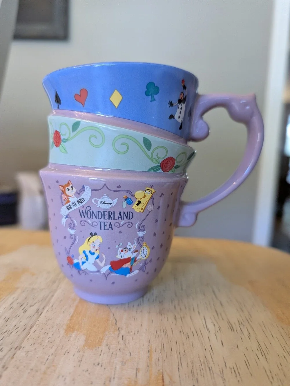 Disney Wonderland Tea Stacked Teacups - Purple, Blue, Green